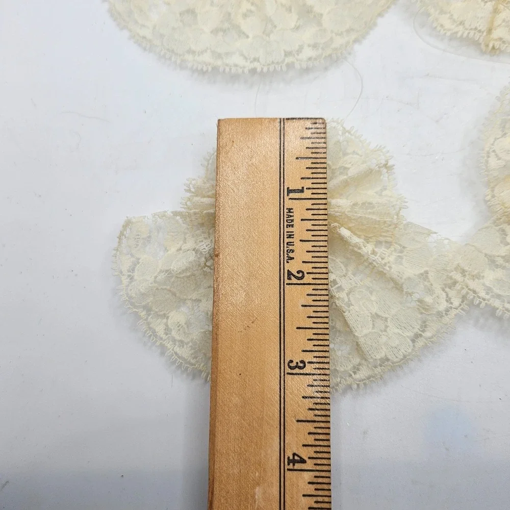 Vintage Handmade Lace Angel Christmas Ornaments Lot of 4 Wood Bead Faces